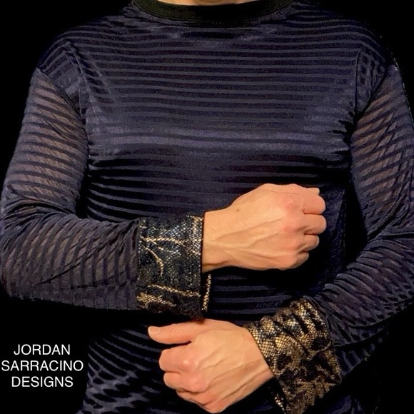 JordanSarracinoDesigns Blue&Gold Striped Knit Sweater - Picture 2 of 2